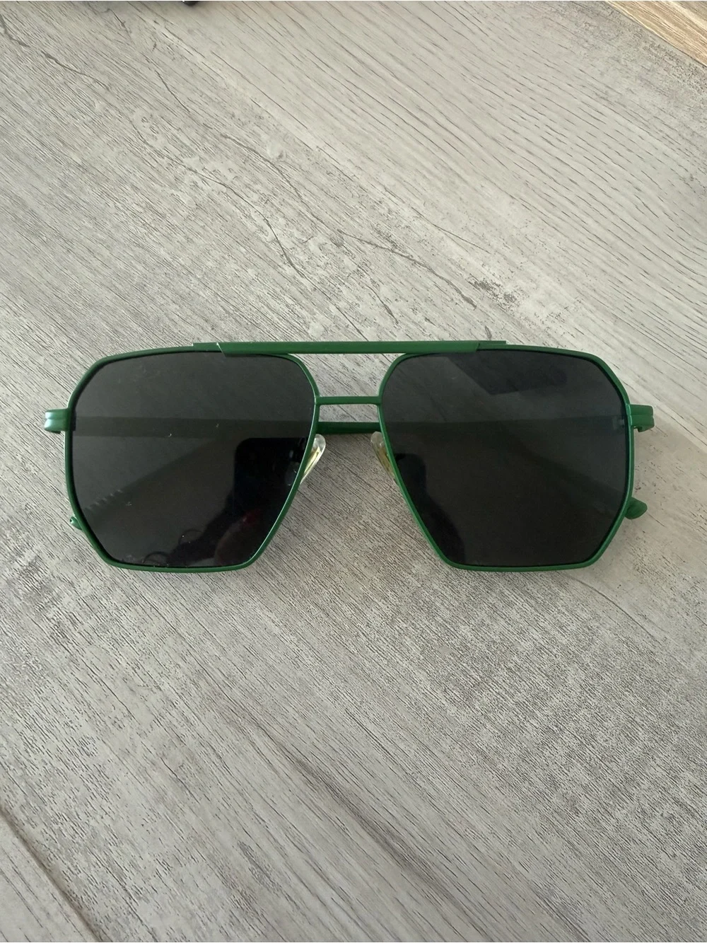 Green Metal Frame Sunglasses with Dark Lenses